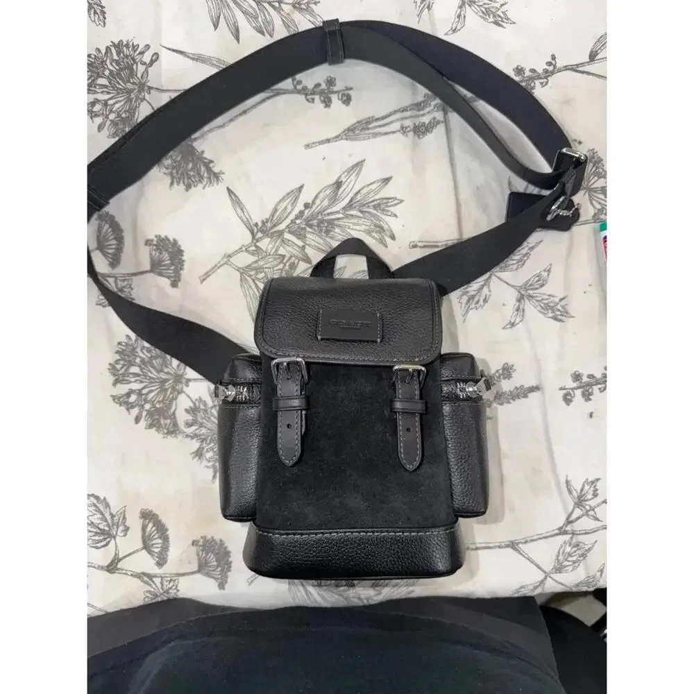 NWT B5-011 Coach Sprint Sling Pack Silver Black Suede CCE79